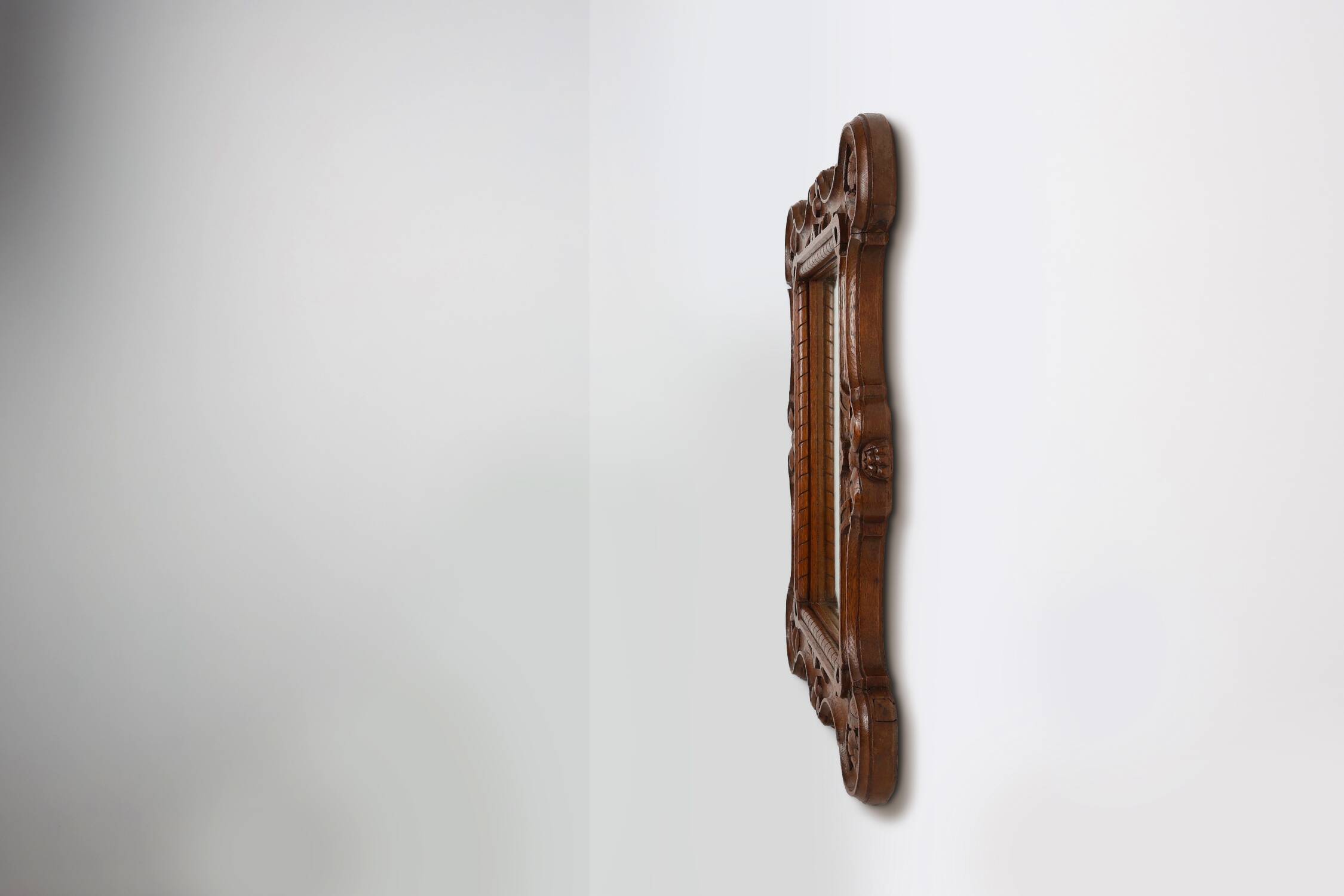 Baroque solid oak carved Wall Mirror, Belgium ca 1900