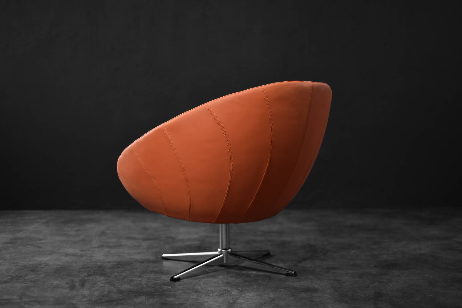 Vintage Mid-Century Scandinavian Modern Space Age Orange Swivel Armchair