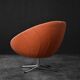 Vintage Mid-Century Scandinavian Modern Space Age Orange Swivel Armchair