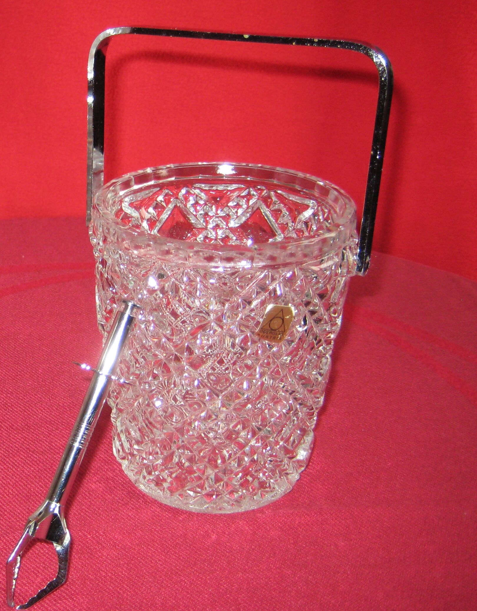Seau à glace en verre moulé avec pince à glaçon