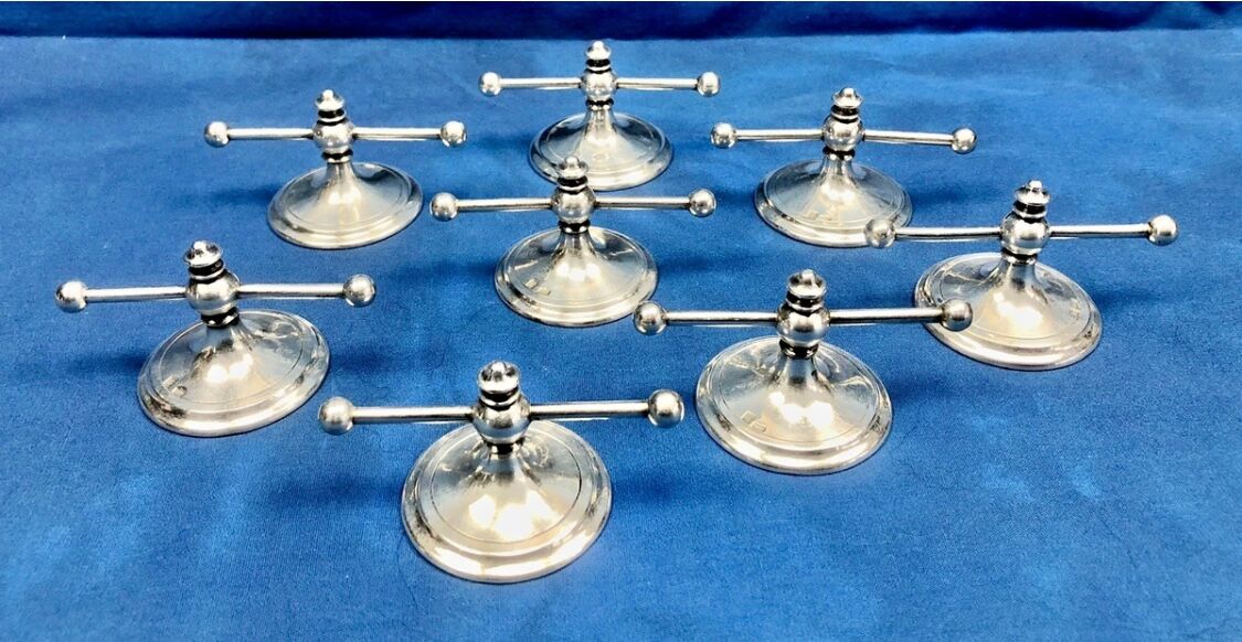 8 antique Art Deco silver-plated metal knife rests, Cailar Bayard hallmark