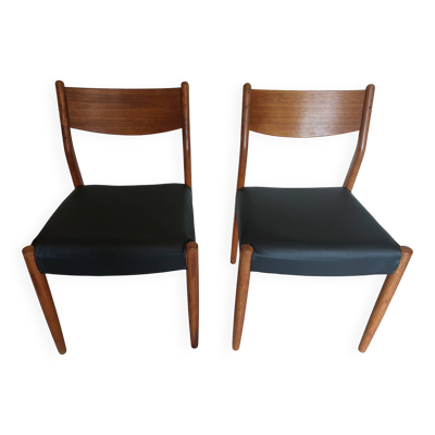 paire de chaises scandinaves style Fristho Franeker, assises rénovées