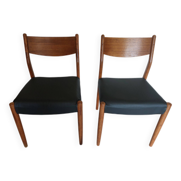 paire de chaises scandinaves style Fristho Franeker, assises rénovées