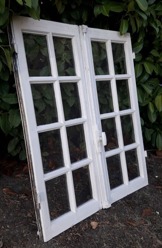 Old oak window H96.9xL81cm small panes