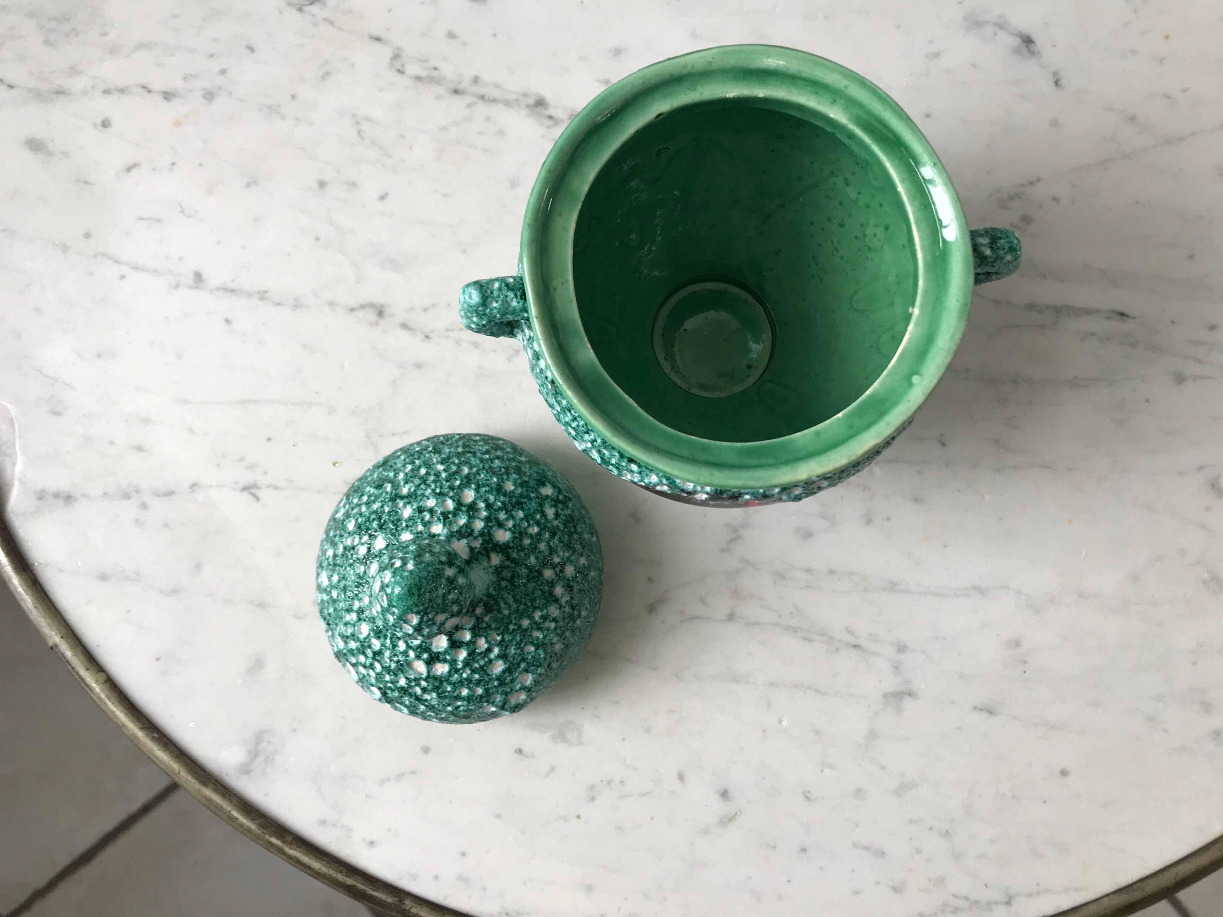 Green pot Vallauris not signed 70s