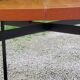 Vintage round table in blond mahogany by Gérard Guermonprez Editor Magnani, metal base