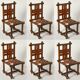 Ensemble de 6 chaises brutalistes uniques en teck et cuir
