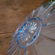 Plateau en verre bleu rond
