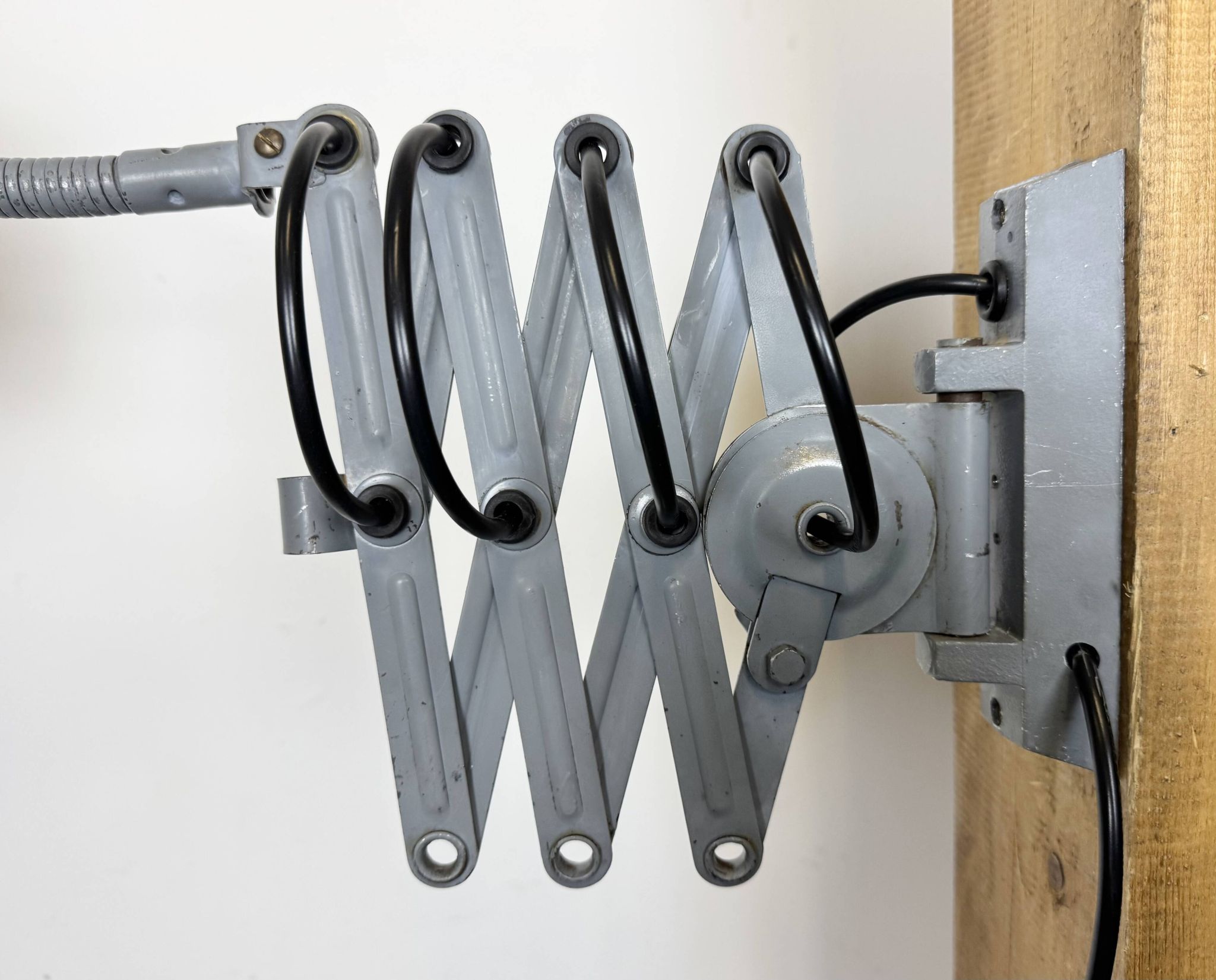 Grey Industrial Scissor Wall Lamp from Elektroinstala, 1960s
