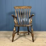 Brown English Windsor armchair with high back