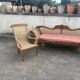 Colonial teak lounge: 3-seater sofa and 2 planter chairs.
