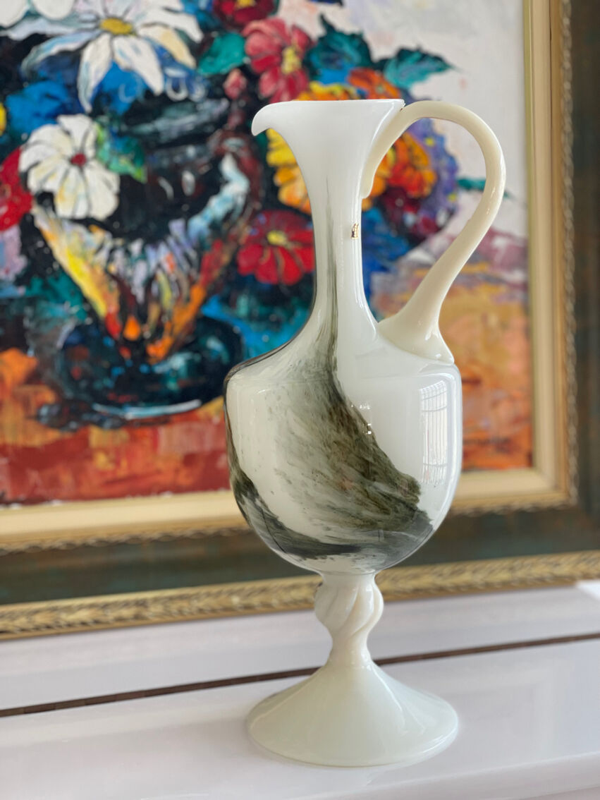 Vase pichet florentin en verre murano et opalin, 1955 | Selency
