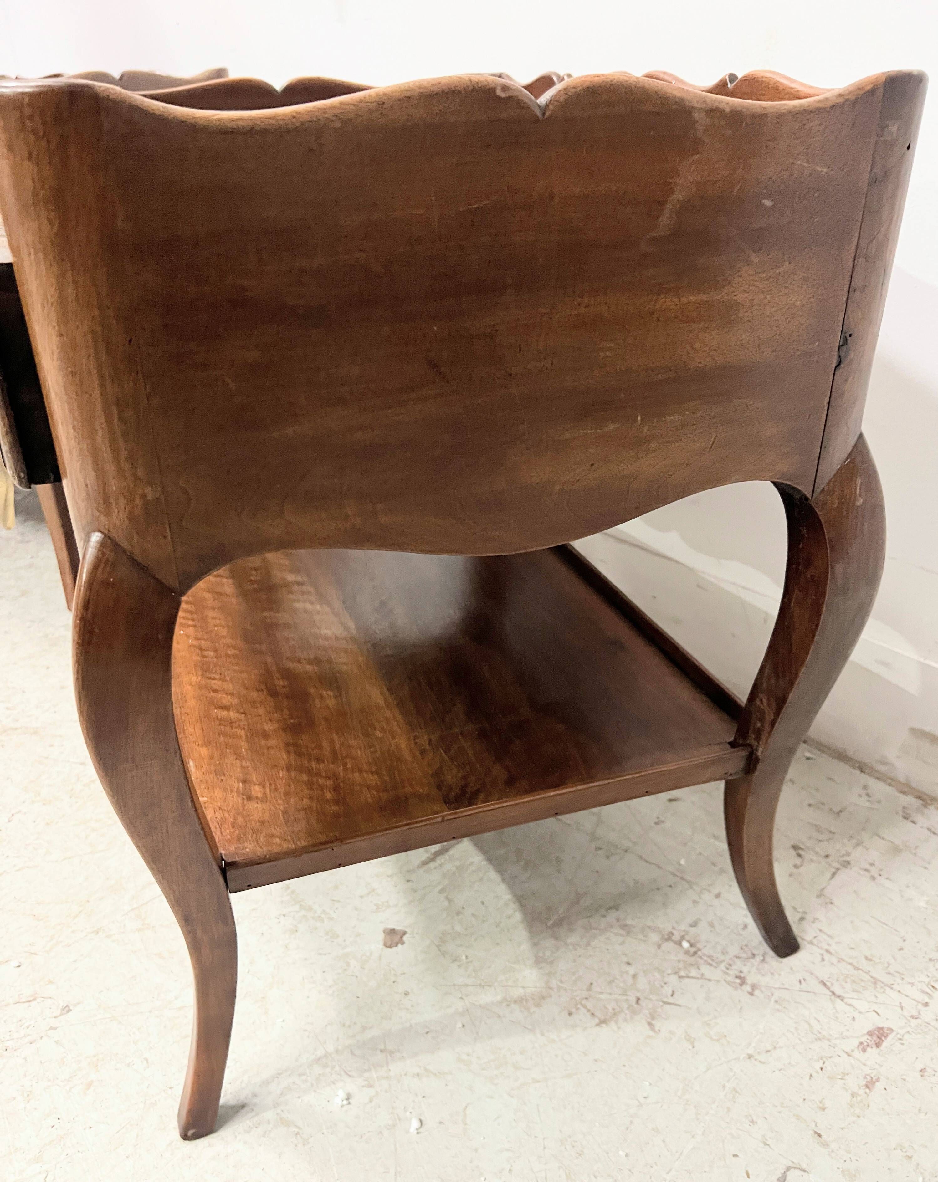 Louis XV style bedside table in solid walnut, 20th century.