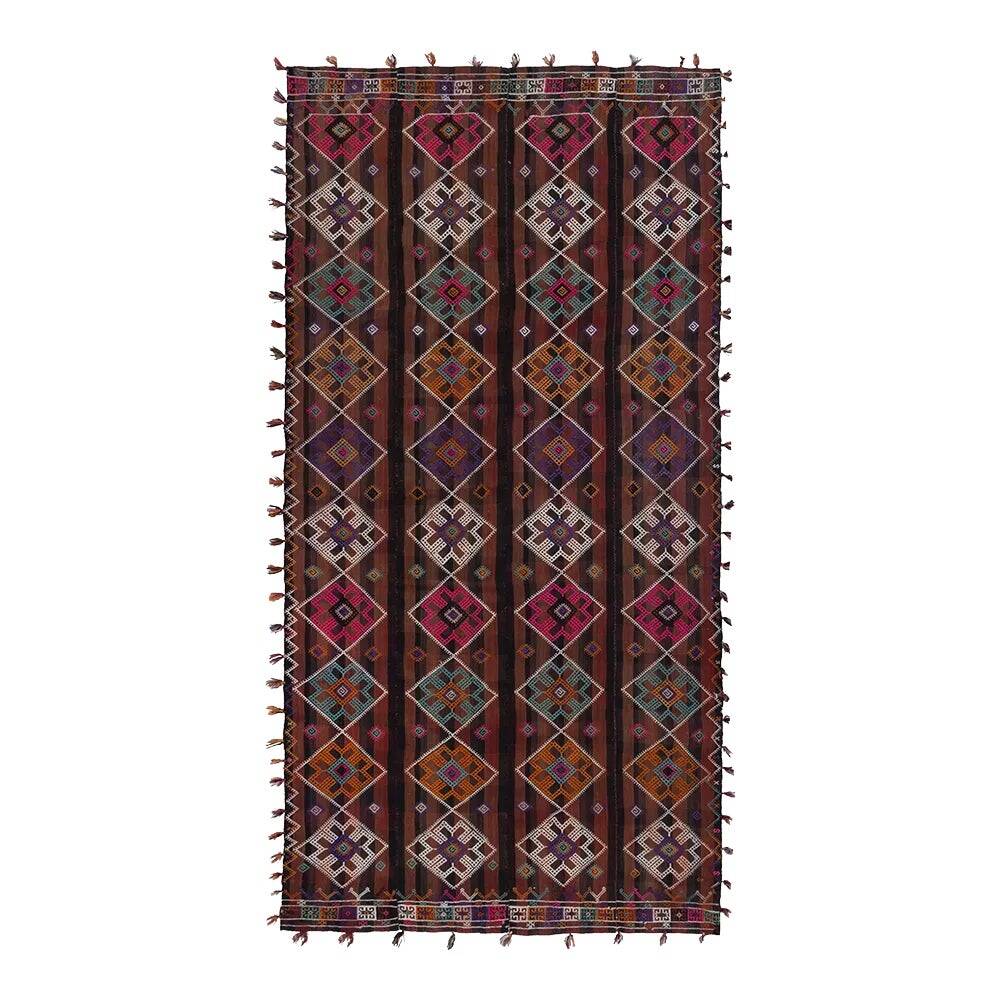 Vintage Turkish kilim, handwoven, 162x323 cm.