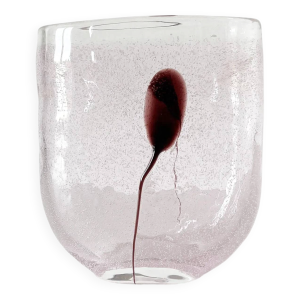 Vase en verre bullé Kosta Boda Suède 1980