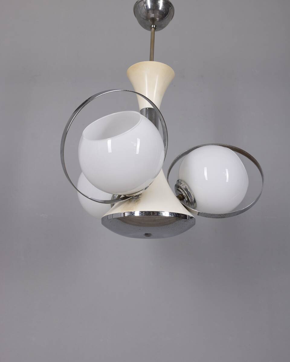 Vintage Space Age Italian Chandelier with Glass Lights, 1970s