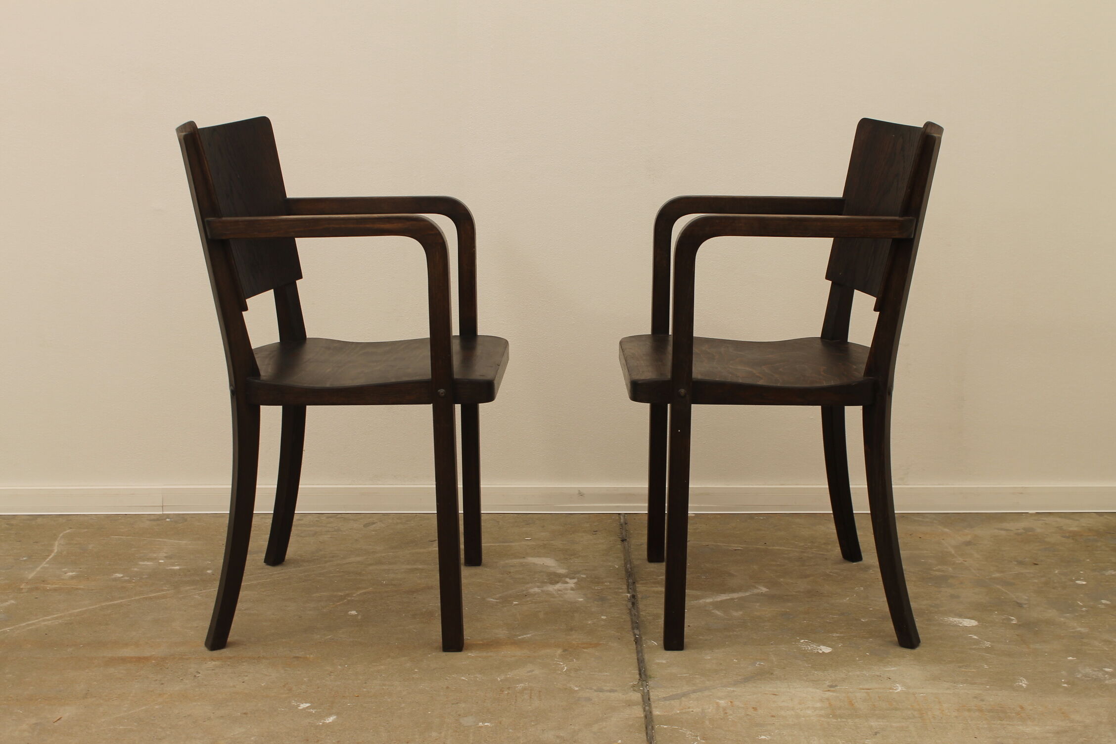 Bentwood writing desk armchairs, 1950s, Czechoslovakia