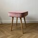Pink Velvet Footstool, Mid Century Modern Ottoman Stool