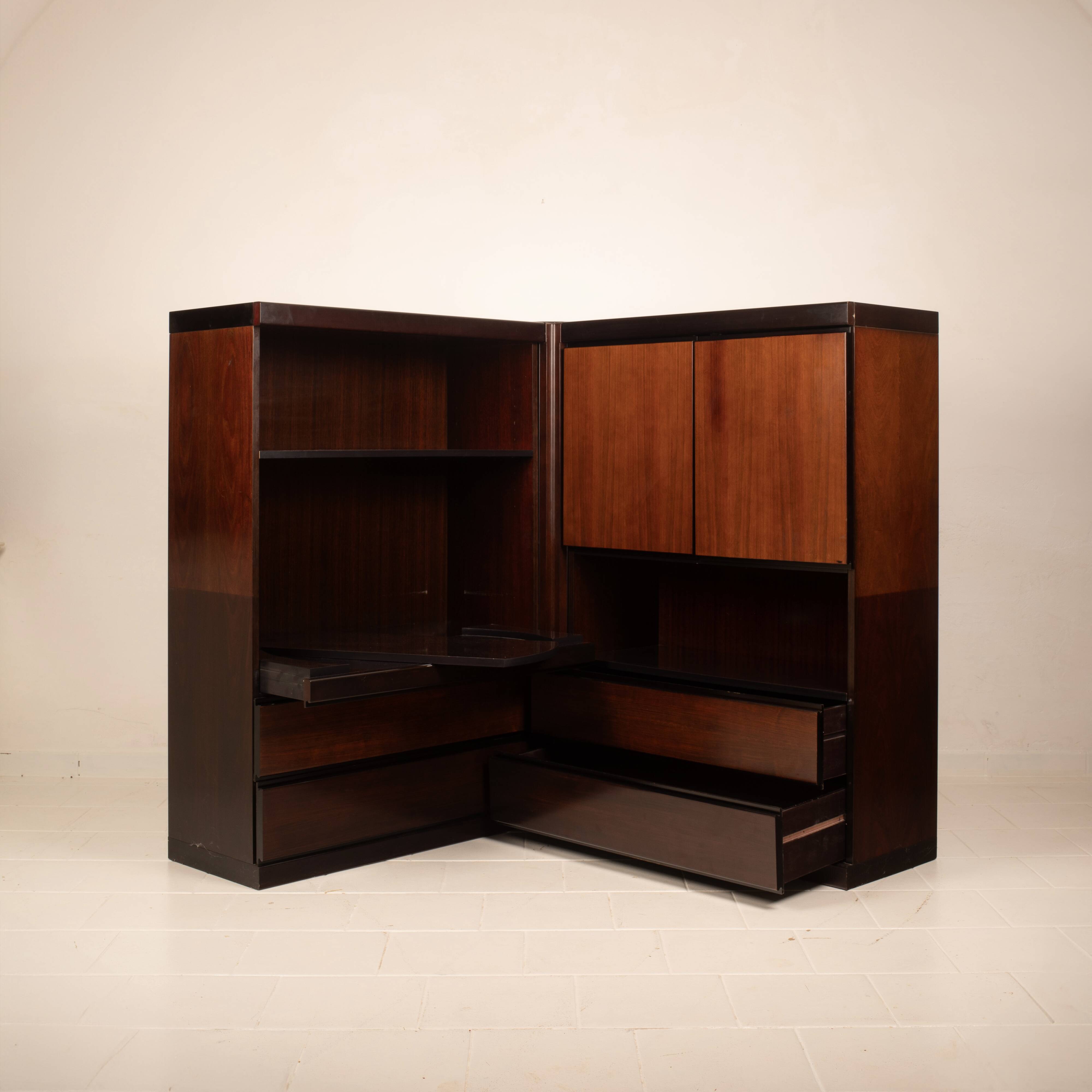 Pair of S11 Cabinets and Bar by Angelo Mangiarotti for Sorgente dei Mobili