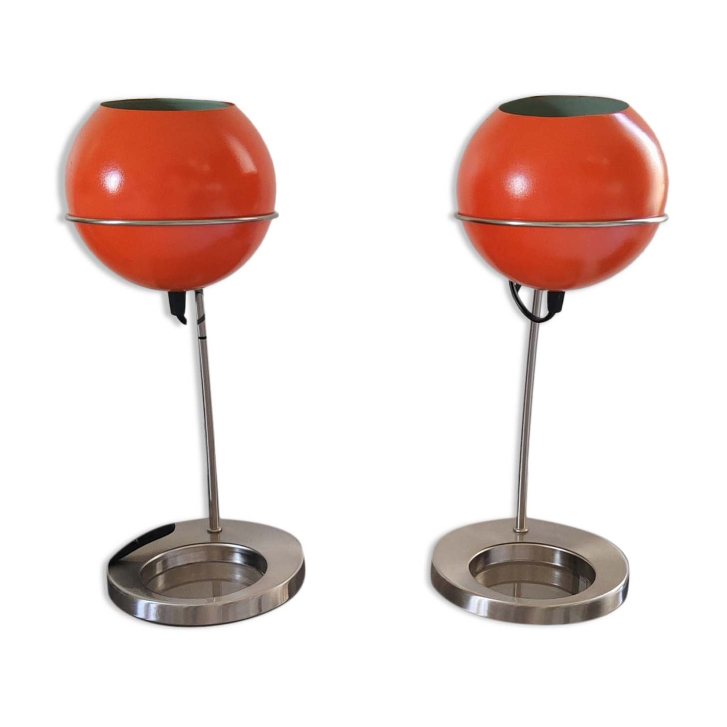 Set of lamps eyes ball orange 1990