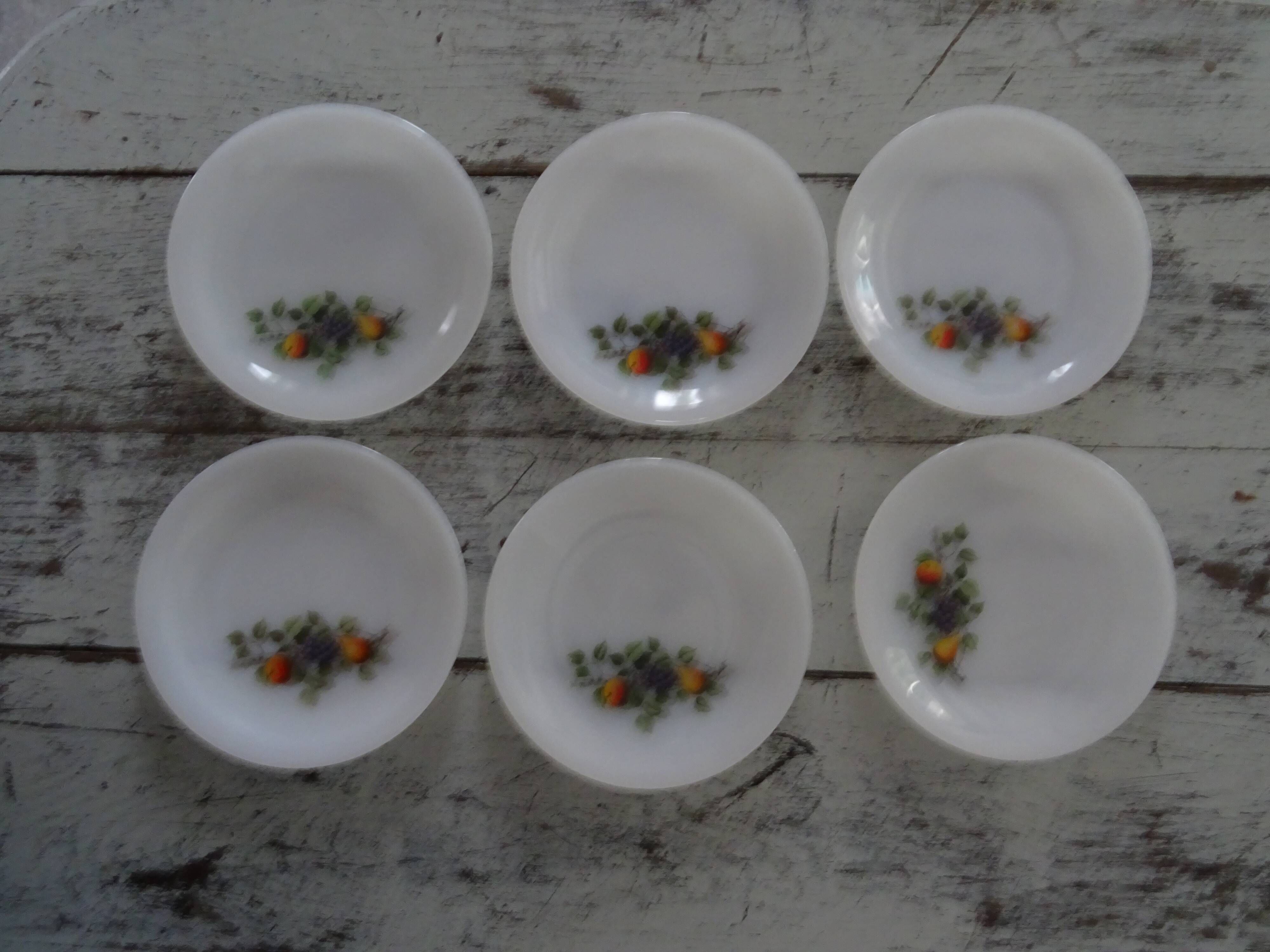 6 Dessert plates Arcopal model Fruits de France apple pear vintage grape