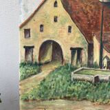Tableau ancien huile sur toile ferme