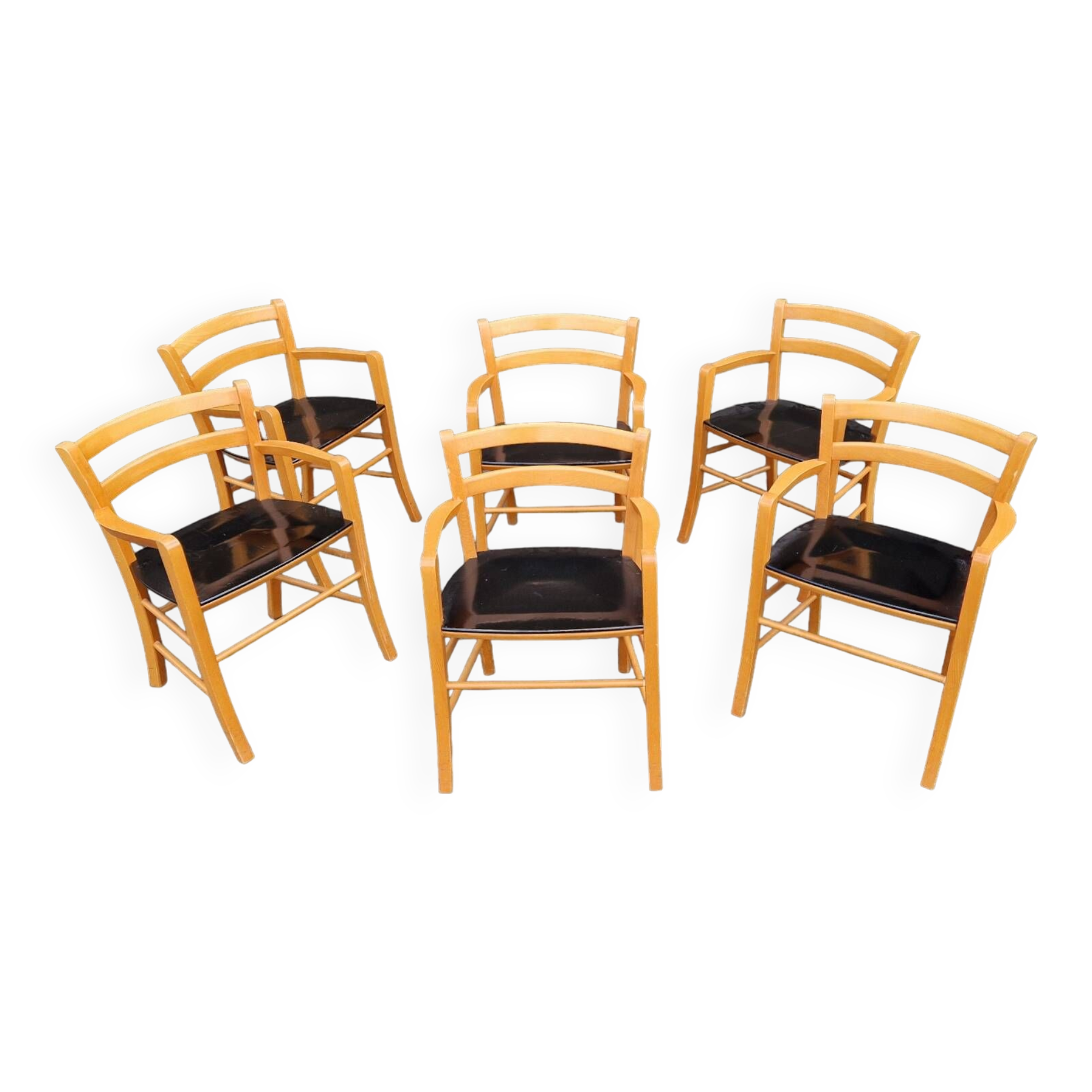 Set of 6 "Marocca" armchairs by Vico Magistretti for De Padova, Italy 1980s