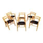 Set of 6 "Marocca" armchairs by Vico Magistretti for De Padova, Italy 1980s