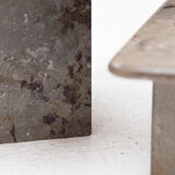 Set of 3 square, fossil marble coffee tables, 1970’s design