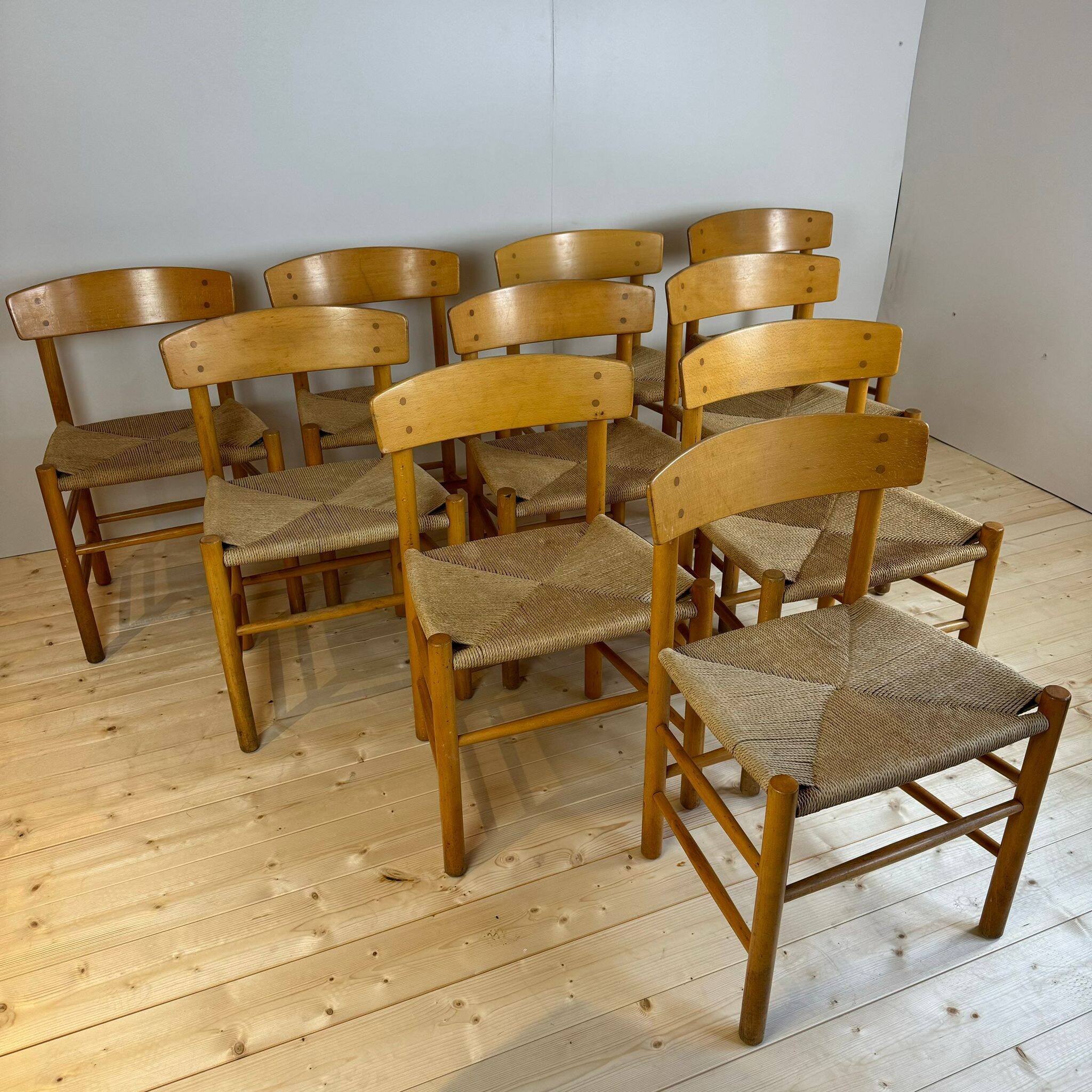 Set of ten 'J39' chairs, Børge Mogensen for FDB Møbler, 1960