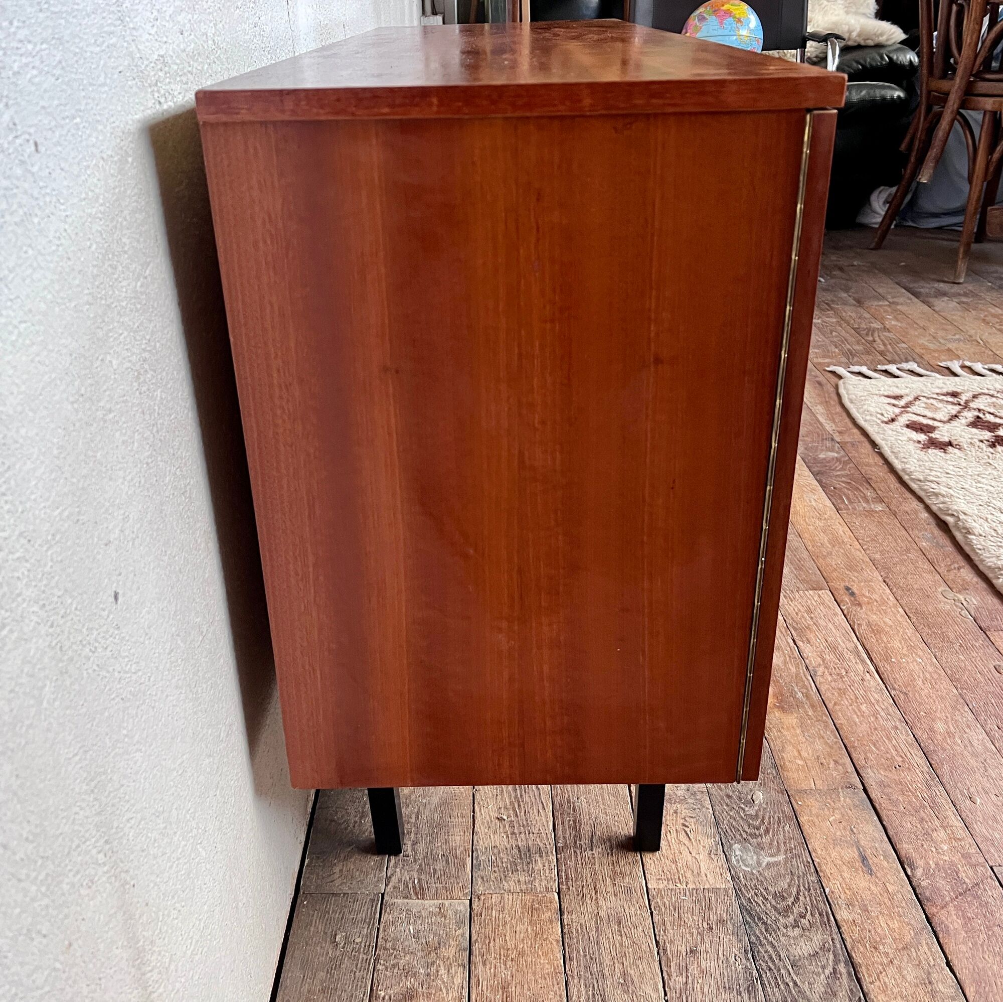 TV/ hifi cabinet in a row vintage modernist French 1960 LEGRAND DESIGN