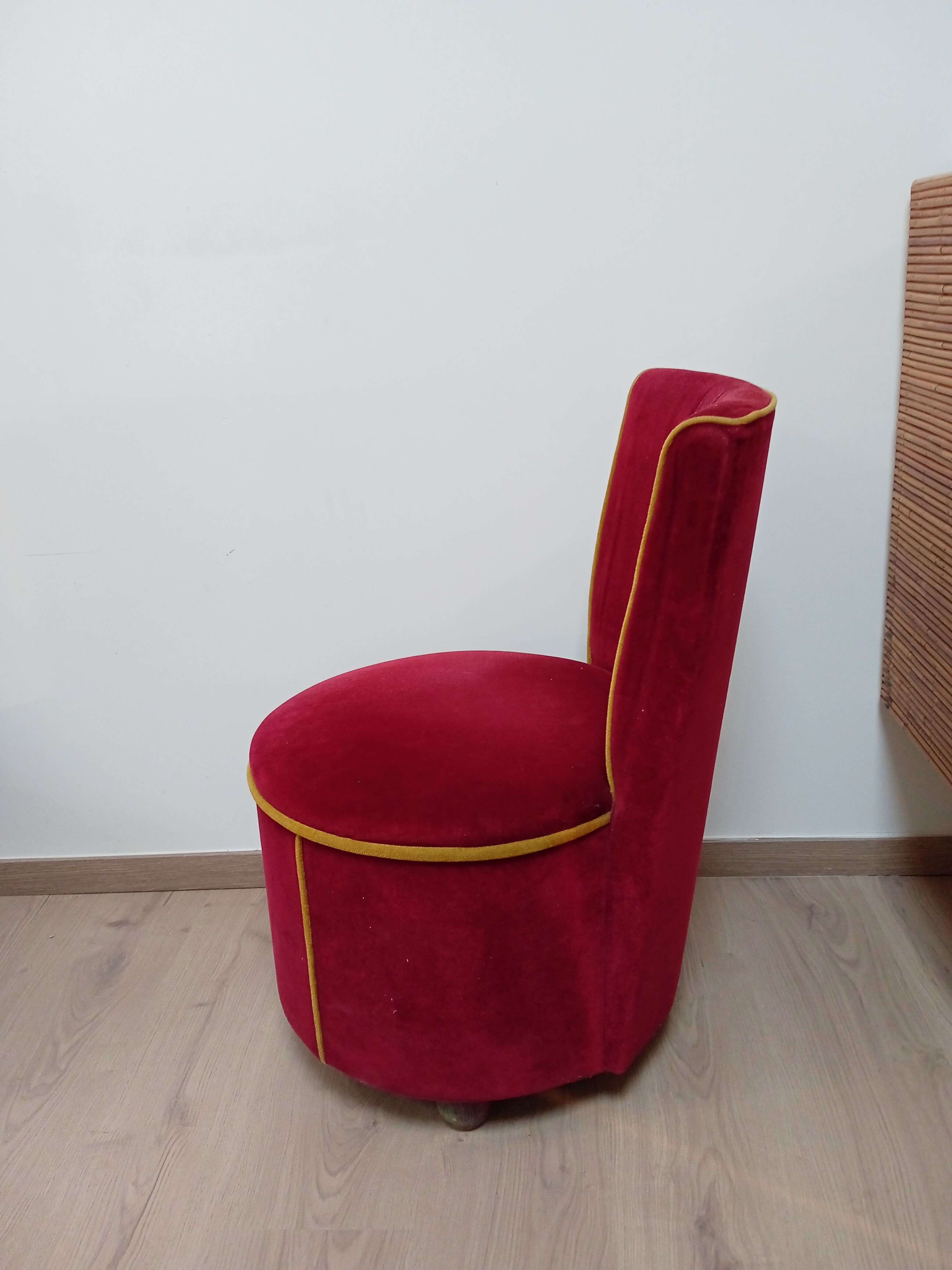 Pair of cabaret armchairs red velvet gold border