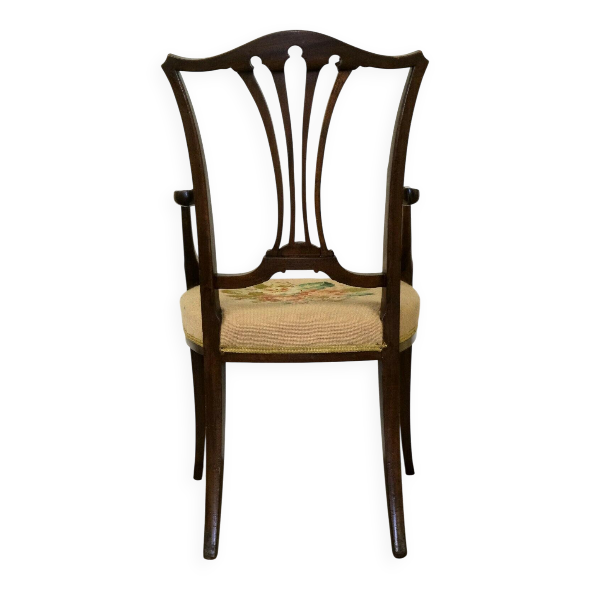 Hepplewhite armchair in hardwood on delicate legs with original seat.