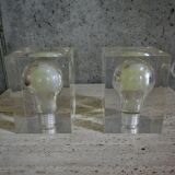 Pair of Pierre Giraudon resin inclusions bulbs