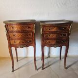 Pair of Louis XV style bedside tables in marquetry