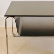 End of sofa, stainless steel magazine rack and mirror glass, France 70s
