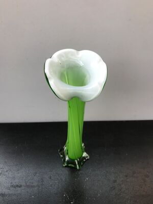 Vase Soliflore Multicouche Vert Intérieur Blanc Vintage