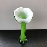 Vase soliflore multicouche vert intérieur blanc vintage