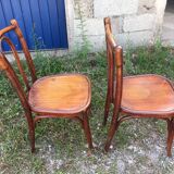 Paire de chaises Bistrot en bois courbée, signée Luterma.