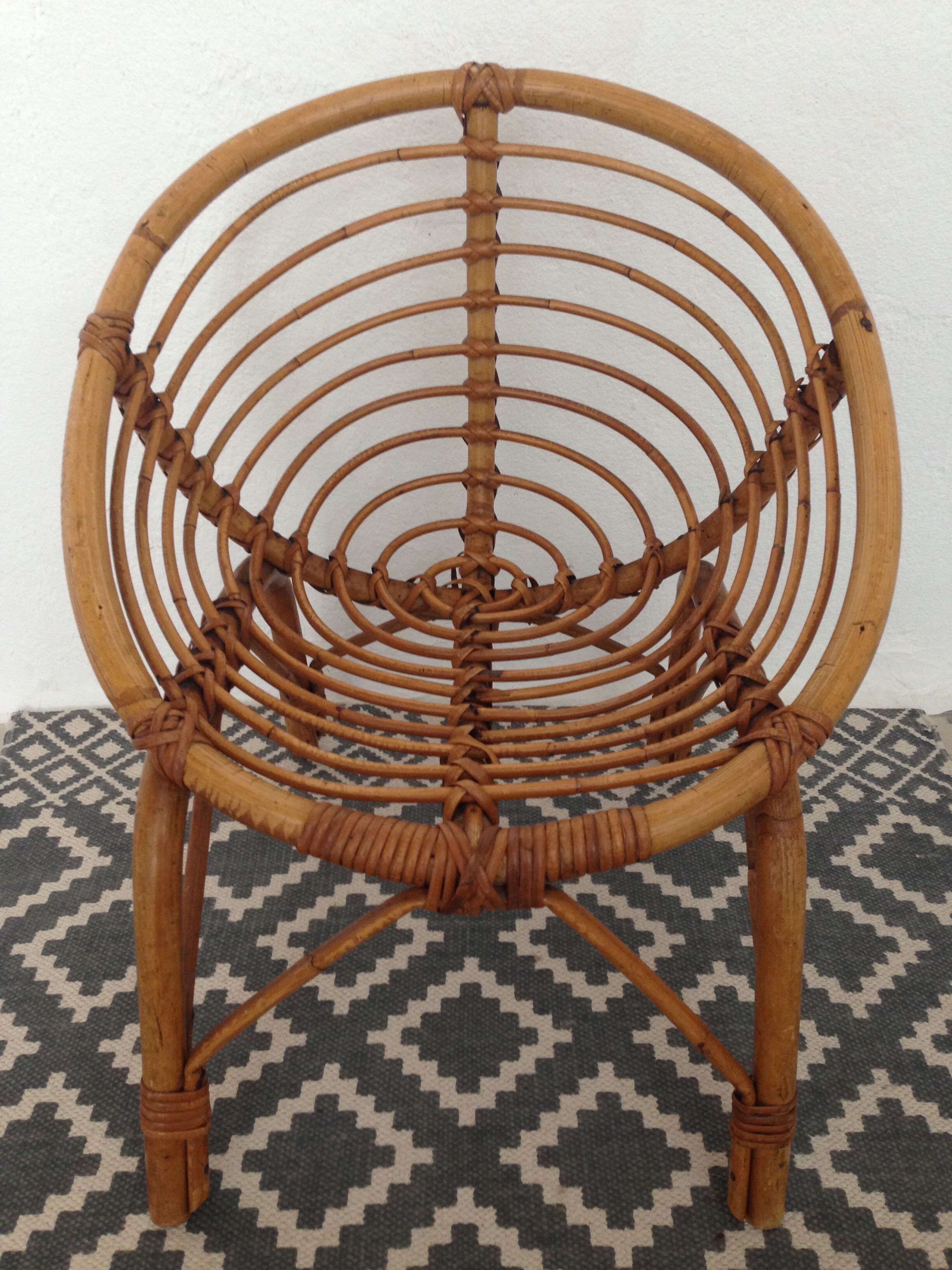 Vintage rattan basket armchair