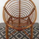 Vintage rattan basket armchair