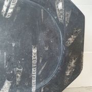 Decorative plate made of fossilised orthoceras marble.