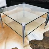 Table basse deux plateaux en verre