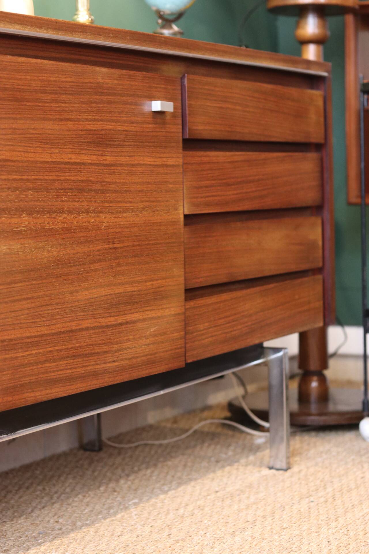 Mid-century sideboard in rosewood and chrome metal