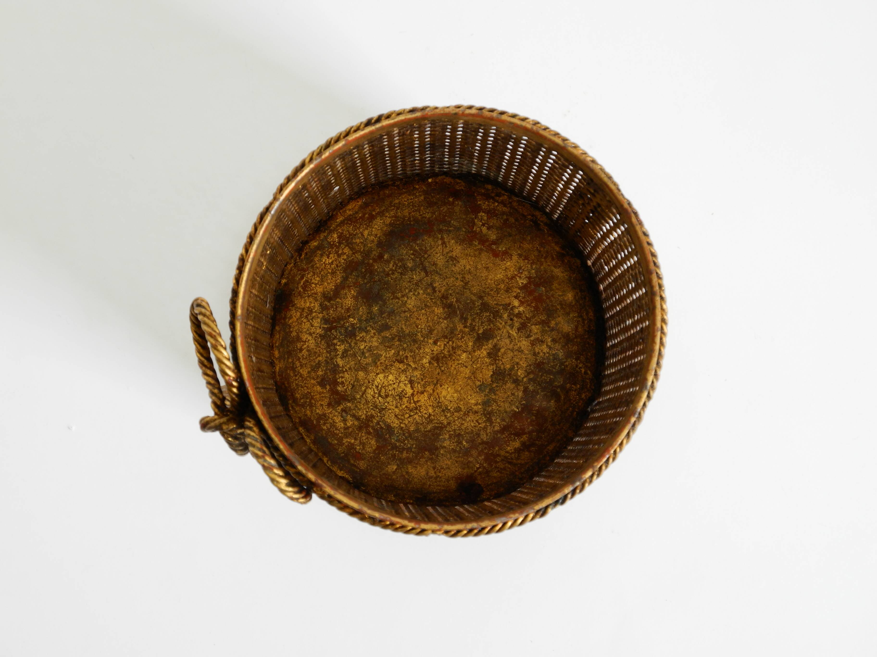 Mid Century Italian Regency Gilt Metal Waste Paper Bin from Li Puma