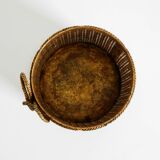 Mid Century Italian Regency Gilt Metal Waste Paper Bin from Li Puma