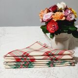 Set of 6 napkins in green and red linen