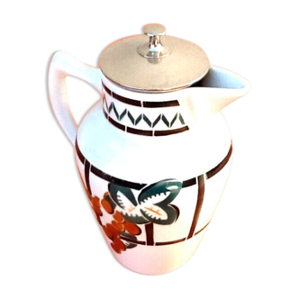 1930s art deco teapot modernist floral decoration earthenware by Gueller and Guérin)