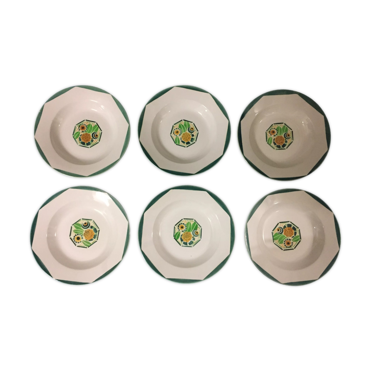Set de 6 assiettes creuses Digoin Sarreguemines “Oxford”
