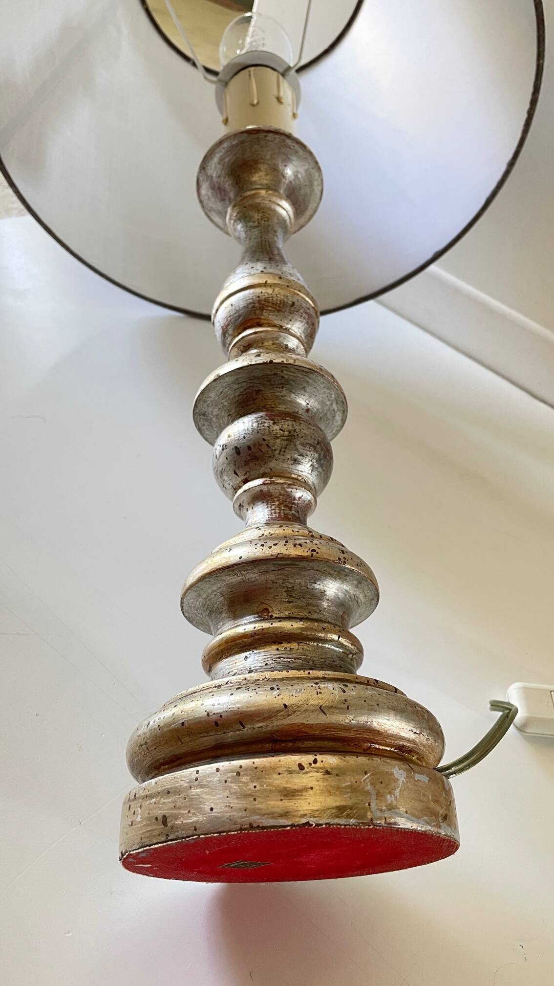 Lampe haute bois argenté l'acropole - paris